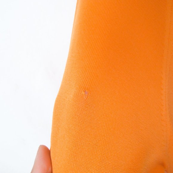 TRUE VINTAGE 60s Bright Orange Golf Shirt Preppy Sporty Style Stretch Knit- S - Picture 8 of 9